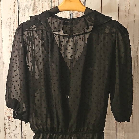Jon & Anna Contemporary Sheer Ruffle and Dot Pattern Blouse - Picture 5 of 7